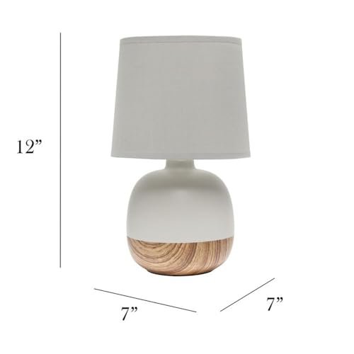 Simple Designs LT2078-LWG Petite Mid Century Table Lamp, Light Wood and Light Gray