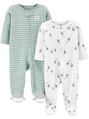 Simple Joys by Carter's Baby 2-Way Zip Thermal Footed Sleep and Play, Pack of 2
