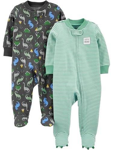 Simple Joys by Carter's Baby Boys' 2-Way Zip Thermal Footed Sleep and Play, Pack of 2