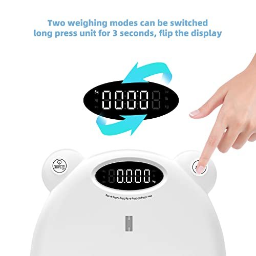 Simshine Digital Baby Scale Weight All Family, Weighing Newborn Wiggly Babies, Pets, Cat and Dog - Long Press Unit for 3 Seconds Flip The Display