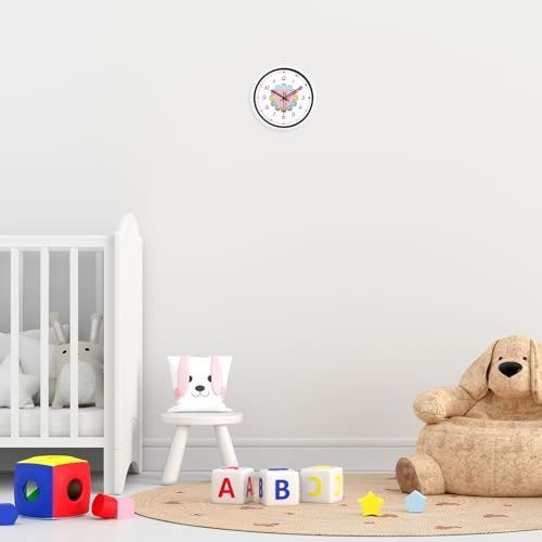 Small Wall Clock, 8 Inch Silent Non-Ticking Battery Operated Wall Clock, Kids Pink Childrens Learning Clock for Kids Room, Playroom, Bedroom, Nursery, School,Classroom