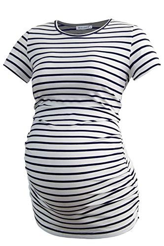 Smallshow Women's 4 Pack Maternity Shirts Short Sleeve Pregnancy Tops Clothes