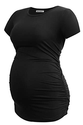 Smallshow Women's 4 Pack Maternity Shirts Short Sleeve Pregnancy Tops Clothes