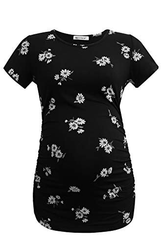 Smallshow Women's Maternity Tops Side Ruched Tunic T-Shirt Pregnancy Clothes