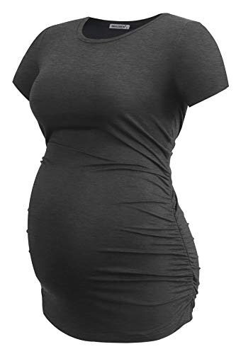 Smallshow Women's Maternity Tops Side Ruched Tunic T-Shirt Pregnancy Clothes