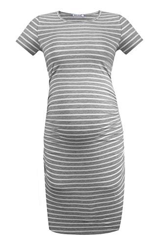 Smallshow Women's Short Sleeve Maternity Dress Ruched Pregnancy Clothes