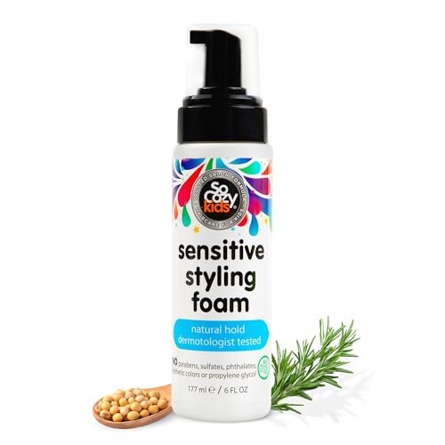 So Cozy Kids Sensitive Styling Foam - Sensitive Foam For Kids w/Straight or Curly Hair - Gentle Natural Hold Styler, Rosemary (6 fl oz)