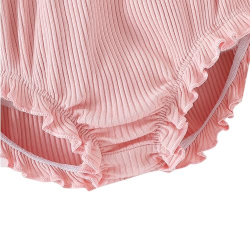 SOBOWO 3-Pack Bloomers for Baby Girls Diaper Covers Ribbed Ruffle Solid Triangle Baby Girl Shorts Summer Toddler Underwear