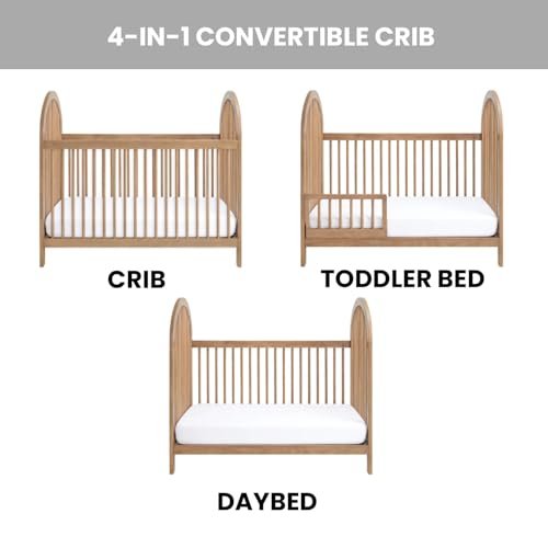 Soho Baby Everlee 3-in-1 Island Crib, Honey Wood