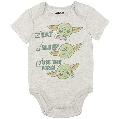 STAR WARS Chewbacca C-3PO R2-D2 Darth Vader Yoda 5 Pack Short Sleeve Bodysuits Newborn to Infant