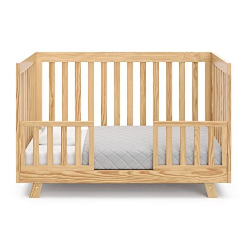 Storkcraft Beckett Convertible Crib (Natural) – GREENGUARD Gold Certified, Fits Standard Crib Mattress, Converts to Toddler Bed and Daybed, 4 Adjustable Mattress Heights, Grow-with-Me Design
