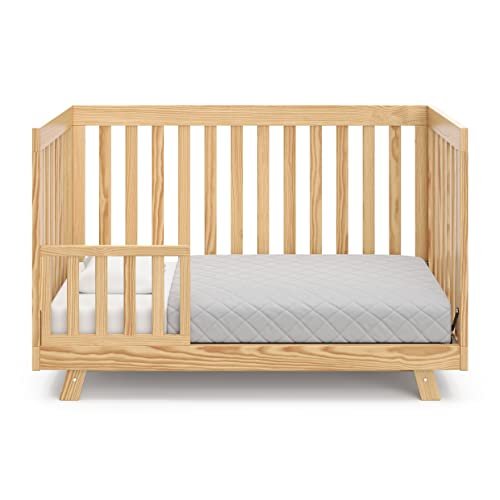 Storkcraft Beckett Convertible Crib (Natural) – GREENGUARD Gold Certified, Fits Standard Crib Mattress, Converts to Toddler Bed and Daybed, 4 Adjustable Mattress Heights, Grow-with-Me Design
