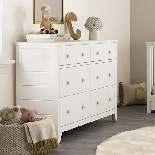 Storkcraft Moss 6 Drawer Universal Double Dresser (White) – GREENGUARD Gold Certified, Nursery Dresser Drawer Organizer, Chest of Drawers