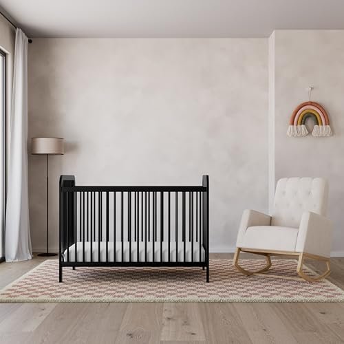 Storkcraft Pasadena 3-in-1 Convertible Crib (Black) – GREENGUARD Gold Certified, Converts to Daybed and Toddler Bed, Fits Standard Full-Size Crib Mattress, Adjustable Mattress Height
