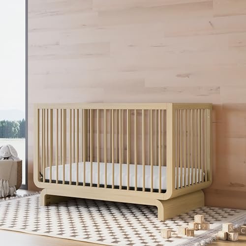 Storkcraft Santorini Deluxe 5-in-1 Convertible Crib with Bonus Toddler Guardrail (Driftwood) – GREENGUARD Gold Certified, Toddler Guardrail Included in Box, Fits Standard Crib Mattress