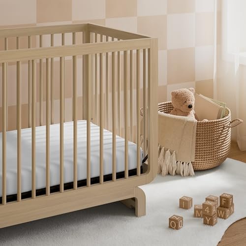 Storkcraft Santorini Deluxe 5-in-1 Convertible Crib with Bonus Toddler Guardrail (Driftwood) – GREENGUARD Gold Certified, Toddler Guardrail Included in Box, Fits Standard Crib Mattress