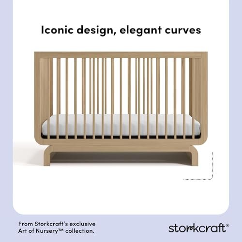 Storkcraft Santorini Deluxe 5-in-1 Convertible Crib with Bonus Toddler Guardrail (Driftwood) – GREENGUARD Gold Certified, Toddler Guardrail Included in Box, Fits Standard Crib Mattress