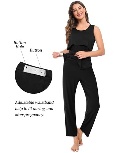 SWOMOG Maternity Nursing Robe Set 3 PCS Women Postpartum Pajamas Breastfeeding Labor Delivery Hospital Pregnancy Pjs