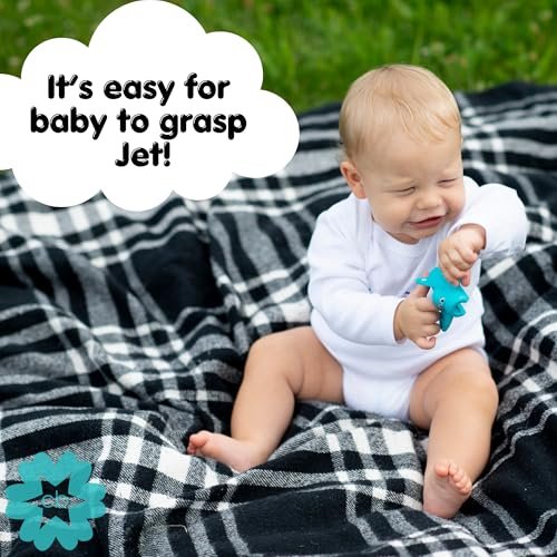Teether & Dispenser Duo – Jet | Patented 2-in-1 Teether + Medicine Dispenser | Soothes Teething Babies & Makes Medicine Time Easier | BPA Free, Baby Shower Essential