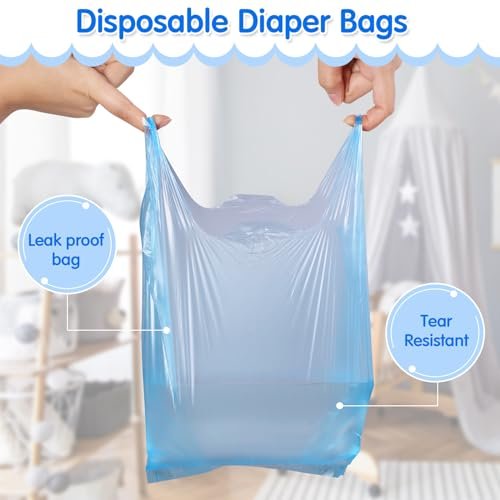 Tenceur 1800 Pcs Baby Disposable Diaper Sacks Bulk, Scented Diaper Bags with Easy Tie Handle Disposal Diaper Trash Bags Baby Poop Bags Waste Bag Refill for Travel