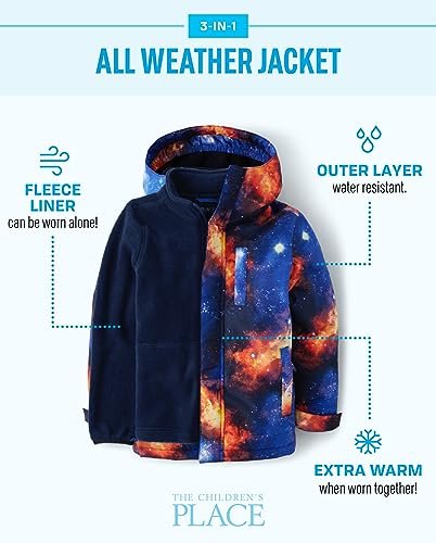 The Children's Place Baby Boys' and Toddler Heavy 3 in 1 Winter Jacket, Wind Water-Resistant Shell, Fleece Inner
