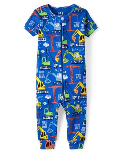 The Children's Place Baby Boys' Short Sleeve 100% Cotton Zip-Front One Piece Footless Pajamas