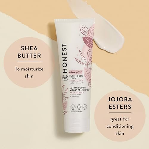 The Honest Company 2-in-1 Cleansing Shampoo + Body Wash and Face + Body Lotion Bundle | Gentle for Baby | Naturally Derived | Sweet Almond Nourish, 18.5 fl oz