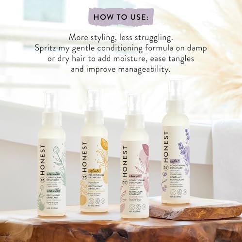 The Honest Company Conditioning Hair Detangler | Leave-in Conditioner + Fortifying Spray | Tear-free, Cruelty-Free, Hypoallergenic | Citrus Vanilla Refresh, 4 fl oz