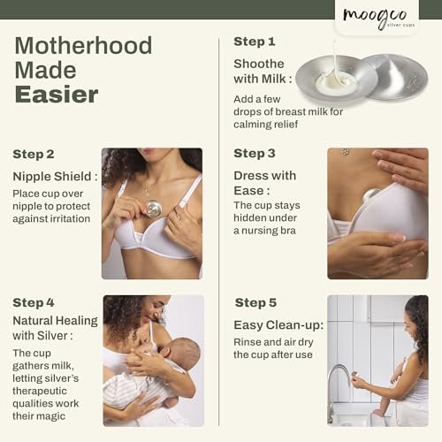 The Original Silver Nursing Cups - 925k Nipple Cups - Nipple Shield for Nursing Newborn - Silver Nipple Covers Breastfeeding