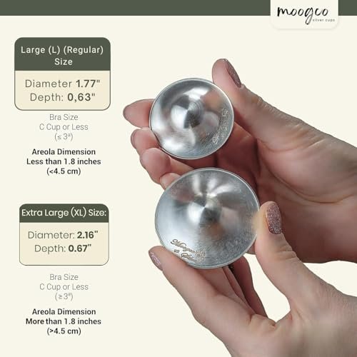 The Original Silver Nursing Cups - 925k Nipple Cups - Nipple Shield for Nursing Newborn - Silver Nipple Covers Breastfeeding