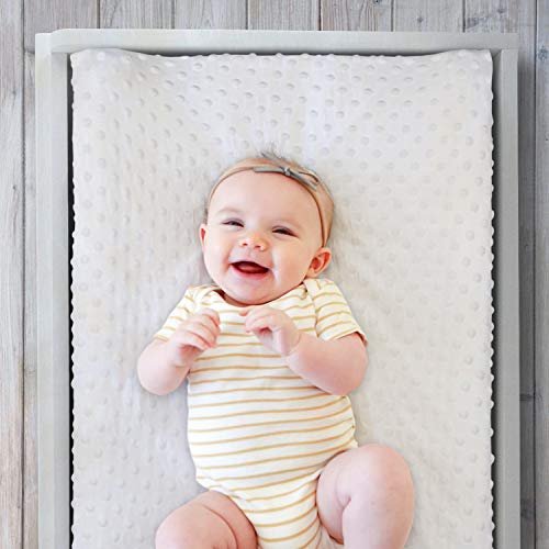The Peanutshell Baby Girl Changing Pad Covers Set of 2 - Ultra Soft Baby Cover – Fits Standard Changing Table Pads, Durable, Machine Washable Sheets - Pink & White Minky