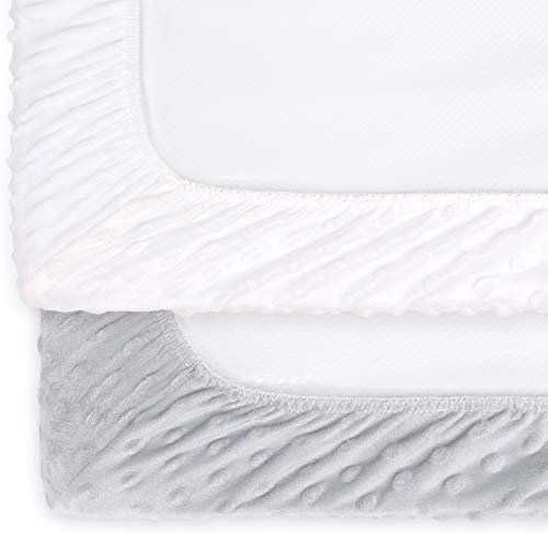 The Peanutshell Baby Girl or Boy Changing Pad Covers Set of 2 - Ultra Soft, Plush Baby Cover - Fits Standard Changing Table Pads, Durable, Machine Washable Sheets - Grey & White Minky