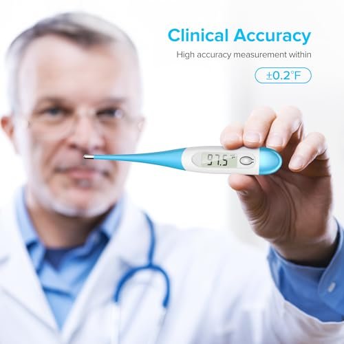 Thermometer for Adults and Kids with 8 Seconds Fast Accurate Reading, Acctrate & Safe-Baby Thermometer for Oral, Rectal or Under Arm Use, Large LCD Display with Fever Alarm