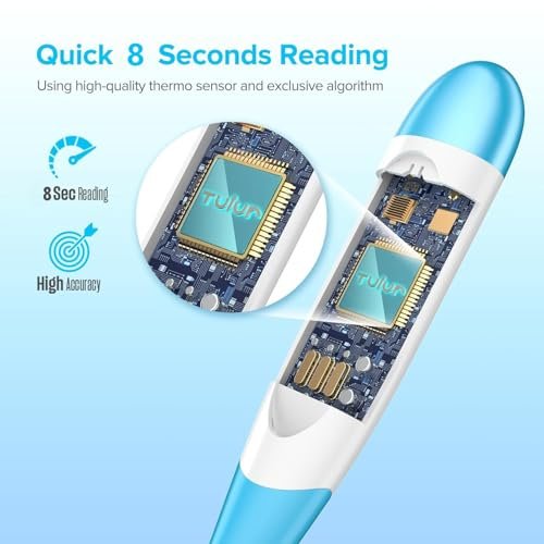Thermometer for Adults and Kids with 8 Seconds Fast Accurate Reading, Acctrate & Safe-Baby Thermometer for Oral, Rectal or Under Arm Use, Large LCD Display with Fever Alarm