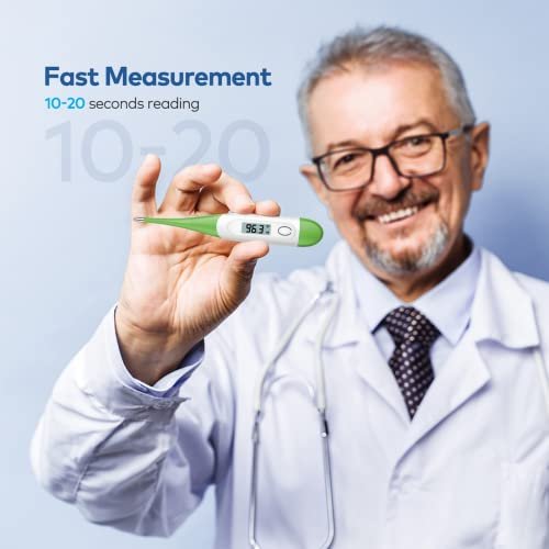 Thermometer for Baby, 2 Packs, Rectal Digital Thermometer with 10 Seconds Fast Reading (Light Blue+Green)
