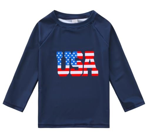 Toddler and Baby Boys' 3-Piece Swimsuit Trunk, Long Sleeve Rashguard Bathing Suit with Hat Set