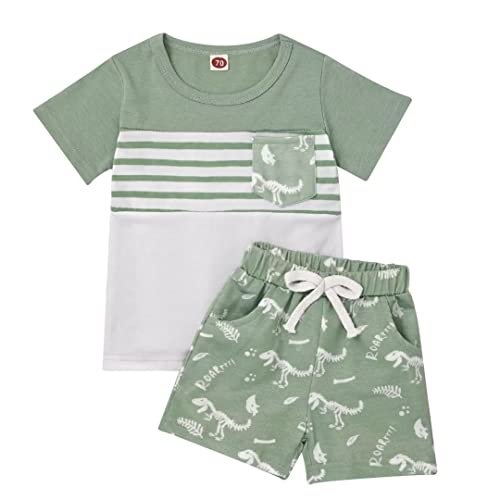 Toddler Baby Boy Clothes Boys Summer Outfits Short Sleeve Dinosaur T-Shirt & Shorts Set 2Pcs