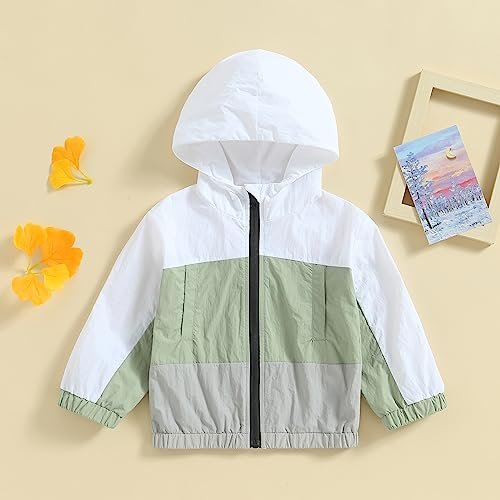 Toddler Baby Boy Girl Fall Clothes Outwear Zipper Hooded Sweatshirt Jacket Lightweight Windbreaker Jackets