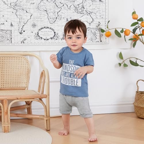 Toddler Baby Boy Summer Outfit Short Sleeve Letter Print T Shirt Top and Casual Shorts Set Cute Infant Newborn Clothes