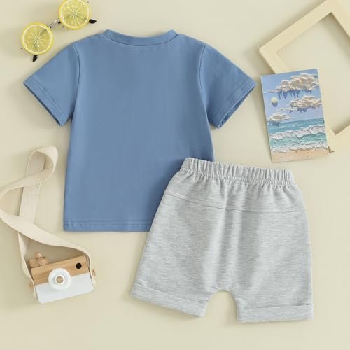 Toddler Baby Boy Summer Outfit Short Sleeve Letter Print T Shirt Top and Casual Shorts Set Cute Infant Newborn Clothes
