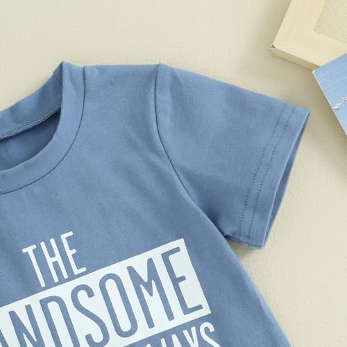 Toddler Baby Boy Summer Outfit Short Sleeve Letter Print T Shirt Top and Casual Shorts Set Cute Infant Newborn Clothes