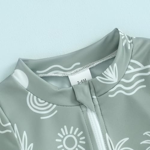 Toddler Baby Boy Swimsuit One-Piece Zipper Starfish Tree Print Bodysuit Sunsuit Swimwear Bathing Suit