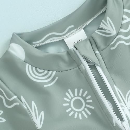 Toddler Baby Boy Swimsuit One-Piece Zipper Starfish Tree Print Bodysuit Sunsuit Swimwear Bathing Suit