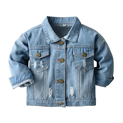 Toddler Baby Boys Girls Denim Jacket Casual Outerwear Clothing Distressed Jean Jacket Top Cowboy Autumn Spring Coat