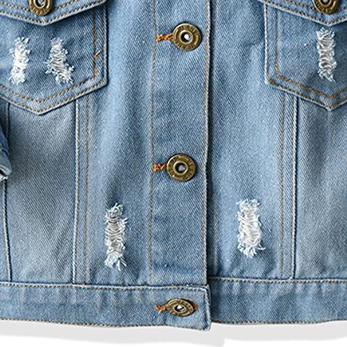 Toddler Baby Boys Girls Denim Jacket Casual Outerwear Clothing Distressed Jean Jacket Top Cowboy Autumn Spring Coat