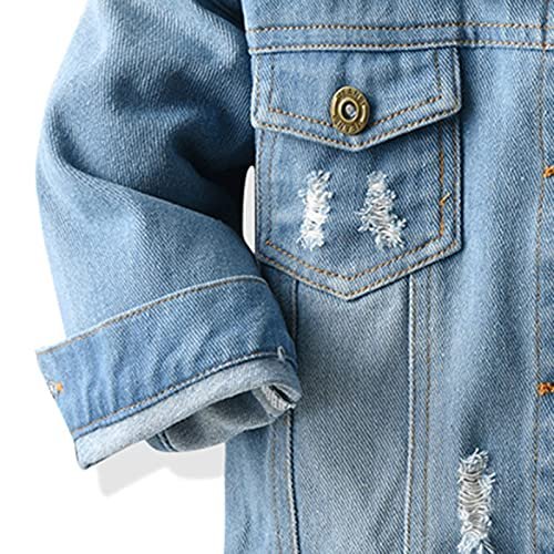 Toddler Baby Boys Girls Denim Jacket Casual Outerwear Clothing Distressed Jean Jacket Top Cowboy Autumn Spring Coat