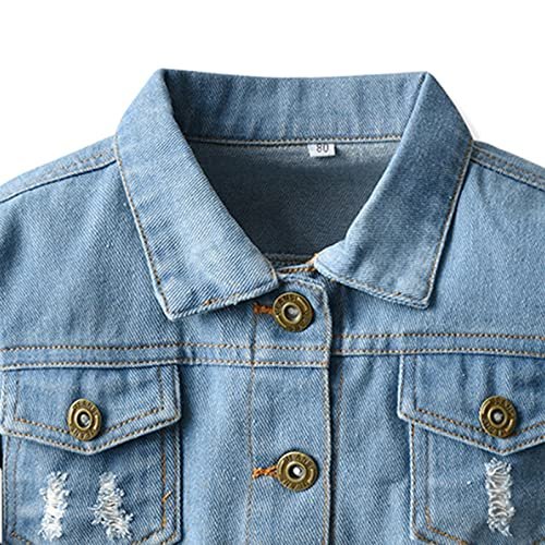 Toddler Baby Boys Girls Denim Jacket Casual Outerwear Clothing Distressed Jean Jacket Top Cowboy Autumn Spring Coat
