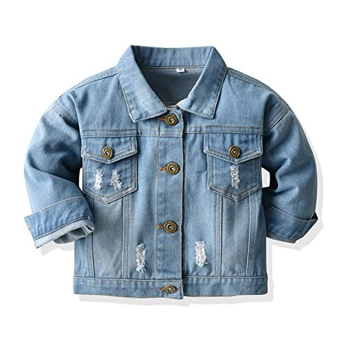 Toddler Baby Boys Girls Denim Jacket Casual Outerwear Clothing Distressed Jean Jacket Top Cowboy Autumn Spring Coat