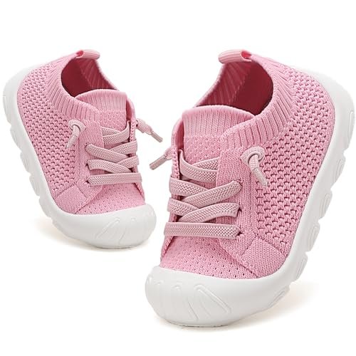 Toddler Baby Girls Boys Shoes Toddler Walking Sneakers Kids Barefoot Slip on Tennis Infant Shoes Lightweight Breathable for First Babies