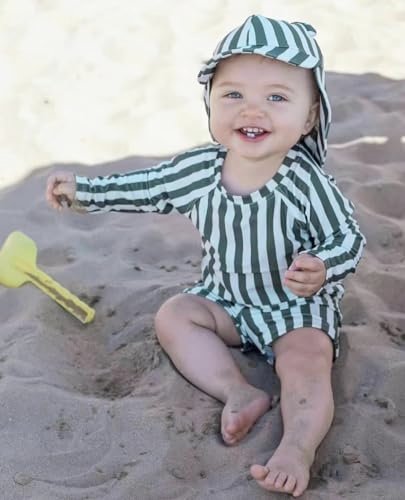 Toddler Boys Two Piece Swimsuit Rash Guard Set Long Sleeve Swim Shirt Swim Trunks& Shorts Bathing Suit